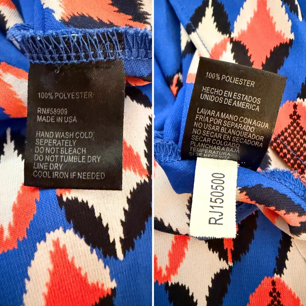 Gianni Bini Womens Geometric Ikat Open Front Kimono Cardigan Oversized M Blue - Picture 10 of 10